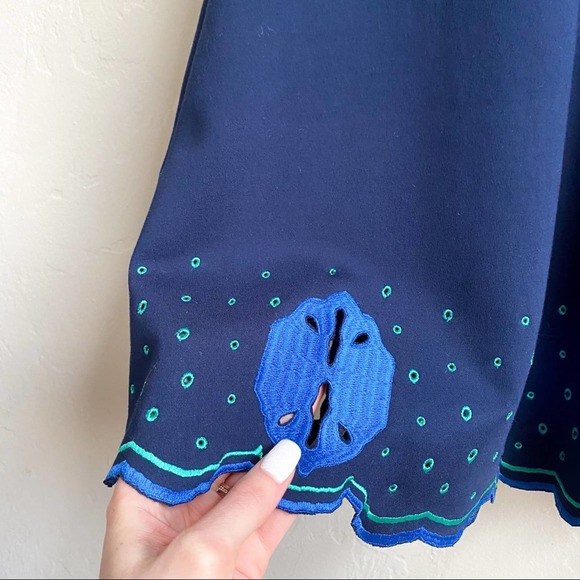 NEW Stitch Fix 41 Hawthorn Navy Blue Embroidered Paloma A Line Fit & Flare Dress - Picture 5 of 7